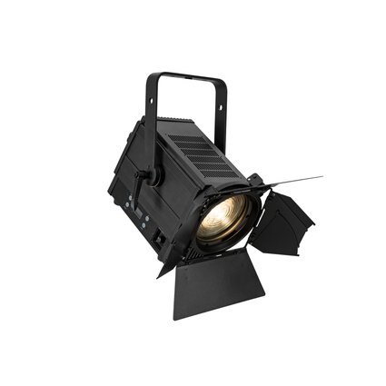 Fresnel spotlight (fresnel lens), 100 W warm white LED, CRI >90, quiet, DMX