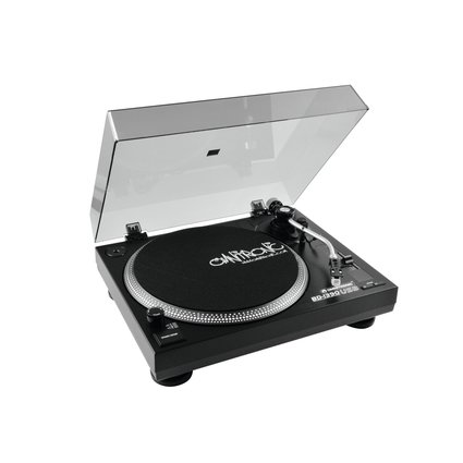 Belt drive DJ turntable with USB interface and recording software, black