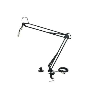 Telescopic arm with XLR cable, can be screwed or mounted onto tabletops