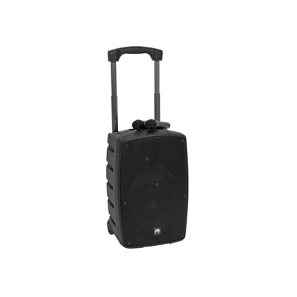 Mobile 10" PA system with battery operation, audio player, Bluetooth and 2 wireless microphones