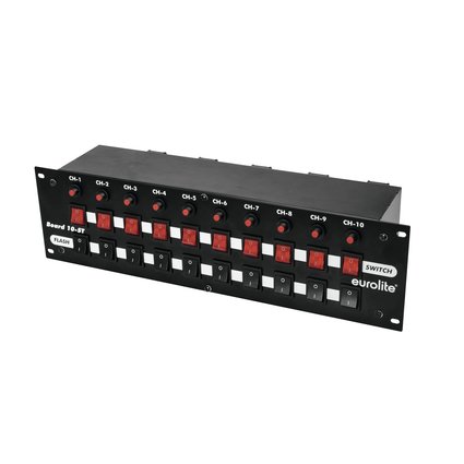 Panel mit 10 Schaltern (10 x Flash), getrenntes Schalten von 10 Schutzkontaktdosen