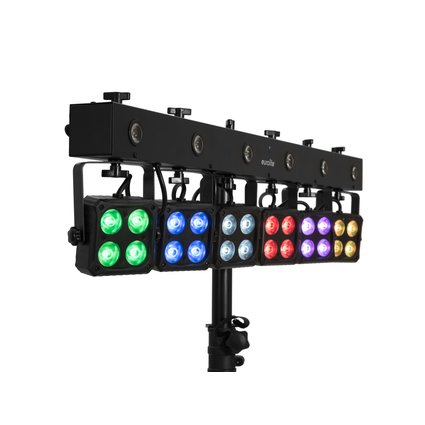 Bar with 6 RGBW spots and 6 white strobe LEDs