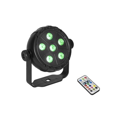 Small spot with 6 LEDs, sound-controlled RGB color change and IR remote