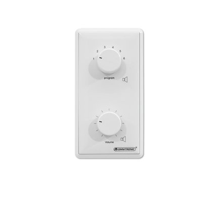 Mountable PA program selector and PA volume controller with 24 V emergency priority relay