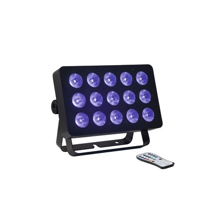 Extremely bright UV spot with 15 x 8 W LED, incl. IR remote control
