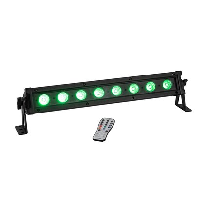 Weatherproof (IP65) bar with RGBW color mixing, incl. IR remote control