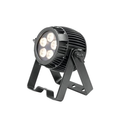 Compact, weather-proof DMX spot (IP65) with 5 x 5 W LED (warm white)
