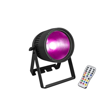 Lautloser IP65-Scheinwerfer mit RGB+WW-Farbmischung, QuickDMX, CRI >90
