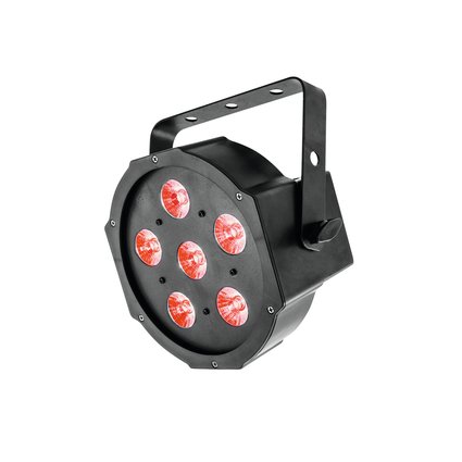 Flacher Scheinwerfer mit 6 x 8-W-3in1-LED mit RGB-Farbmischung
