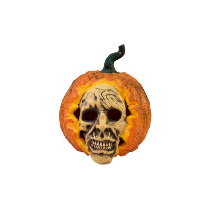 Pumpkin with skull mask for hanging or standing