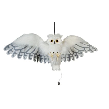 Animated white owl with light, sound and motion effect