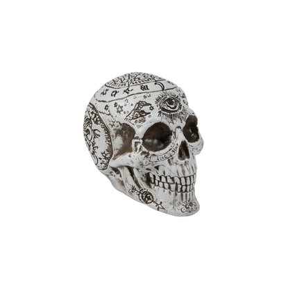 Skull with mystical signs and symbols as a scary decoration