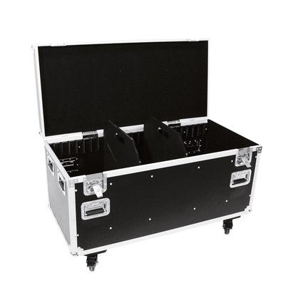 Flightcase with castors and 2 dividers