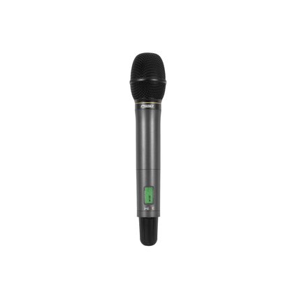 Hand-held microphone with PLL multifrequency transmitter