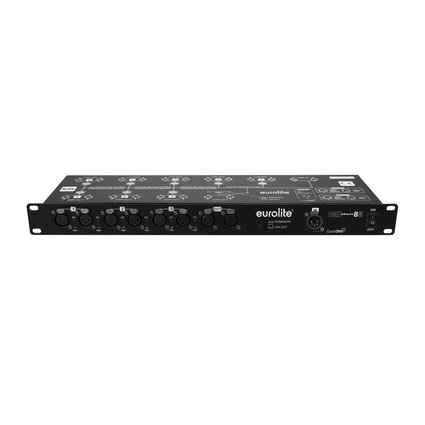 Splitter with 8 galvanically isolated outputs, 3/5-pin & QuickDMX XLR sockets