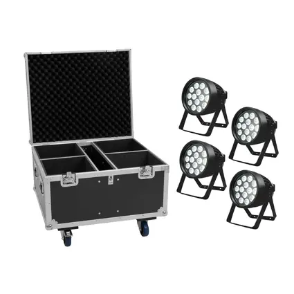EUROLITE Set 4x LED IP PAR 14x10W HCL + Flightcase
