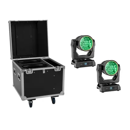 EUROLITE Set 2x LED IP TMH-W285 Hypno Moving Head Wash + Flightcase with wheels