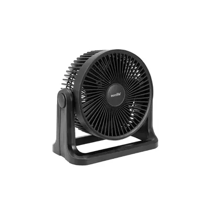 Silent battery-powered desk fan (23 cm) with adjustable speed and air flow direction