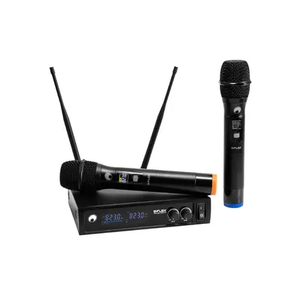 Anmeldefreies 2-Kanal-Funkmikrofonsystem (UHF 863 - 865 MHz, UHF 823 - 832 MHz) mit Auto-Sync, inkl. Rackkit