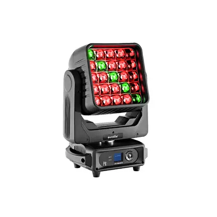 Matrix moving head with RGBW LEDs, pixel control & macros for animations, letters and numbers