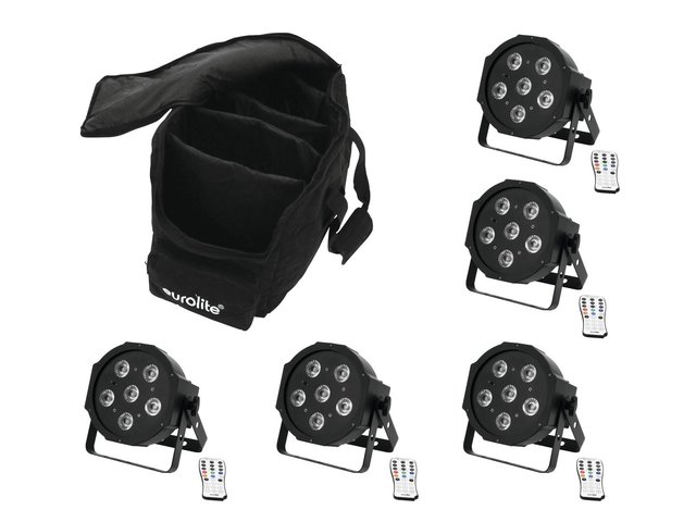 5x DMX-controlled UV spot with 6 x 3 W UV LED including black soft bag-MainBild