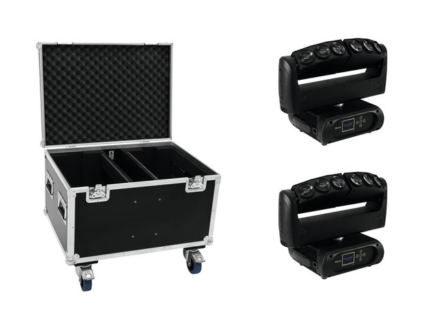 2x PRO Moving Head with two tiltable LED bars including PRO flightcase with wheels-MainBild