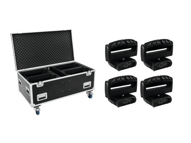 4x PRO Moving Head with two tiltable LED bars including PRO flightcase with wheels-MainBild