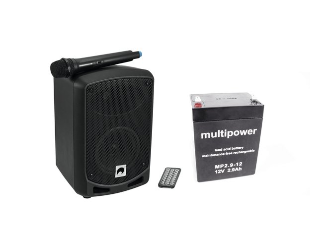 Portable PA system with UHF receiver unit, audio player, Bluetooth and battery-MainBild