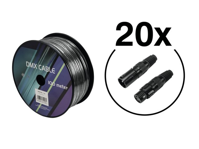 EUROLITE Câble DMX 2 x 0,22 100 m noir + 40 connecteurs-MainBild