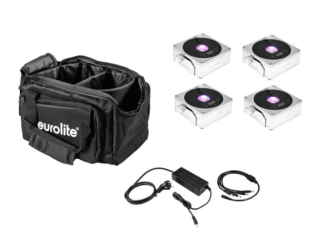 4x flat spotlight with 15 W RGBW LED, soft bag and charger-MainBild