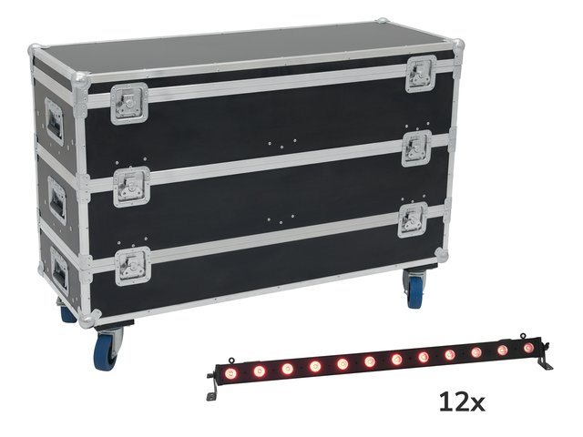 EUROLITE Set 12x LED BAR-12 QCL RGB+UV Leiste + Case mit Rollen-MainBild