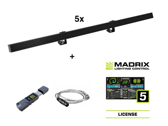 EUROLITE Set 5x LED PR-100/32 Pixel DMX Rail bk + Madrix Software-MainBild