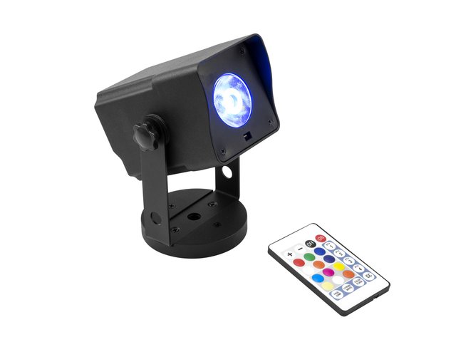 Battery-powered pinspot with magnetic base, 15 W 4in1 LED, QuickDMX, frost filter and IR remote control-MainBild