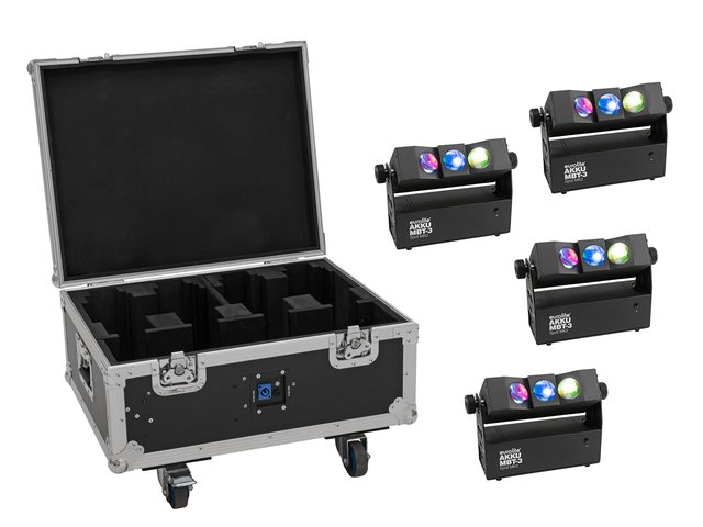 EUROLITE Set 4x AKKU MBT-3 Spot MK2 + Flightcase with wheels and charging function-MainBild