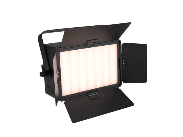 Battery-powered surface light with 168 dual white LEDs, QuickDMX port and barn doors-MainBild
