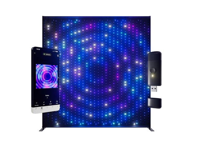 Mobile LED curtain with app control and aluminum stand (2.6 x 2.7 m)-MainBild