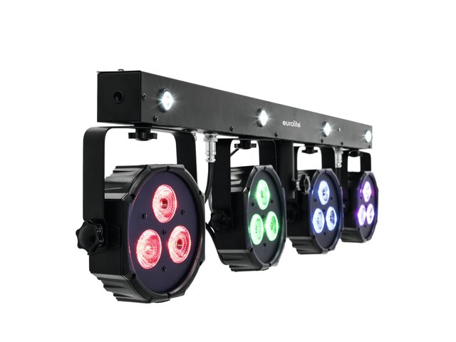 Bar mit 4 RGB-Spots, kaltweißen + UV-Strobe-LEDs, Fußcontroller und Transporttasche-MainBild