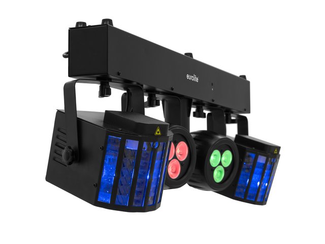 DMX light effect bar with 2 rotating LED derbies, 2 LED spots and 2 lasers (RG/2M)-MainBild