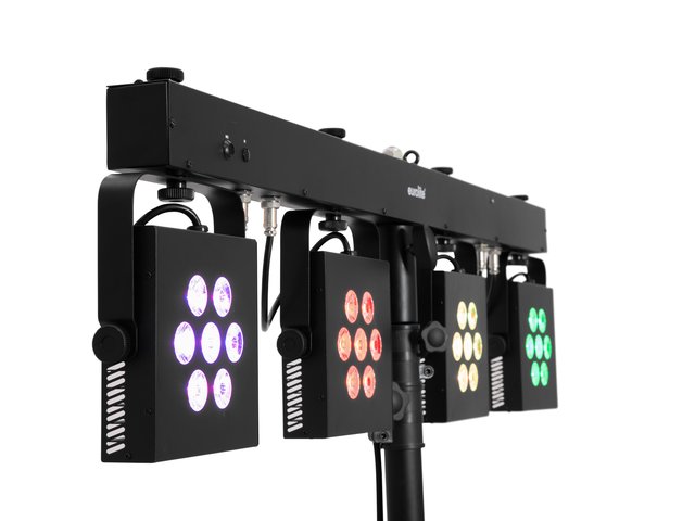 Bar mit 4 lichtstarken RGBAW/UV-Spots, QuickDMX-Buchse, IR-Fernbedienung und Transporttasche-MainBild