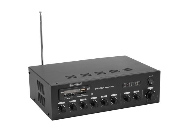 PA mono mixing amplifier with MP3 player and IR remote control, Bluetooth, 120 watts-MainBild