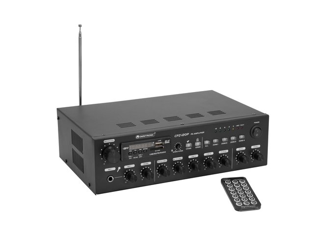 4-zone PA mono mixing amplifier, MP3 player, Bluetooth, zones switchable, 120 W-MainBild