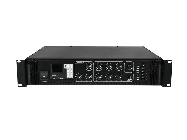 6-zone PA mono mixing amplifier,  MP3 player & IR remote, zones switchable, 350 W-MainBild