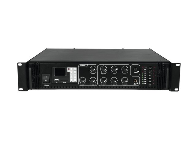 6-zone PA mono mixing amplifier,  MP3 player & IR remote, zones switchable, 650 W-MainBild