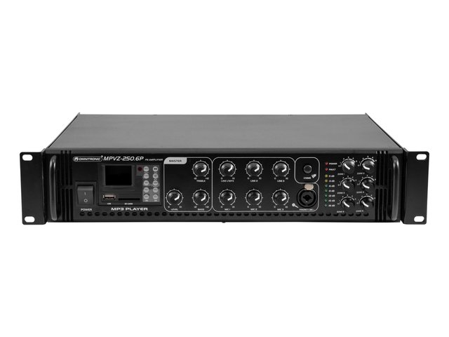 6-zone PA mono mixing amp, MP3 player & IR remote, zones switchable, 250 W-MainBild