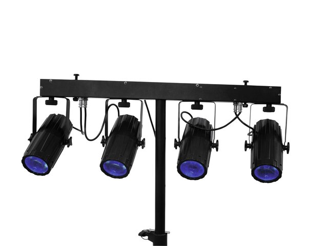 DMX-LED-Scheinwerferset mit 4 LED-Scheinwerfern, Querträger und Tragetasche-MainBild