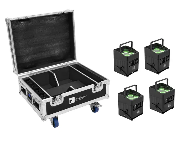 EUROLITE Set 4x AKKU IP UP-4 QCL Spot QuickDMX MK2 + Flightcase with wheels and charging function-MainBild