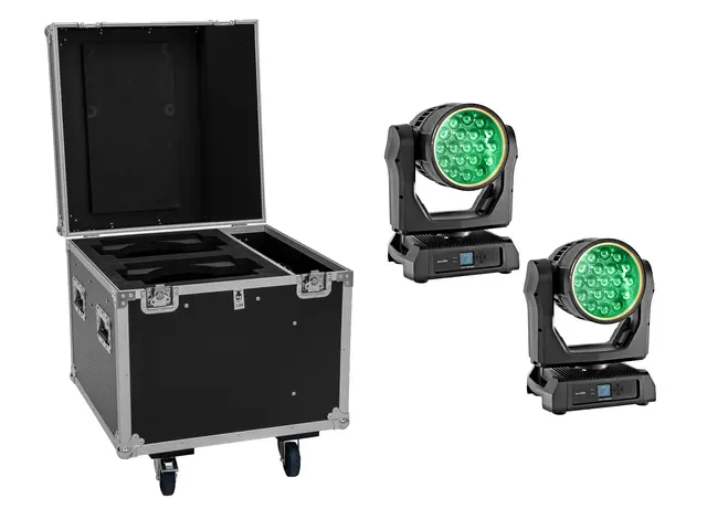 EUROLITE Set 2x LED IP TMH-W285 Hypno Moving Head Wash + Flightcase with wheels-MainBild