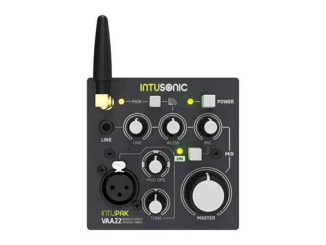 Flush-mount mixing panel with 3 inputs: line (TRS), mic (XLR) and wireless audio-MainBild