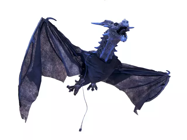 Halloween Flying Dragon, animated, blue, 120cm - europalms