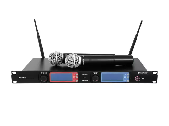 UHF 502 2 Channel Wireless Mic System 863 865 MHz omnitronic